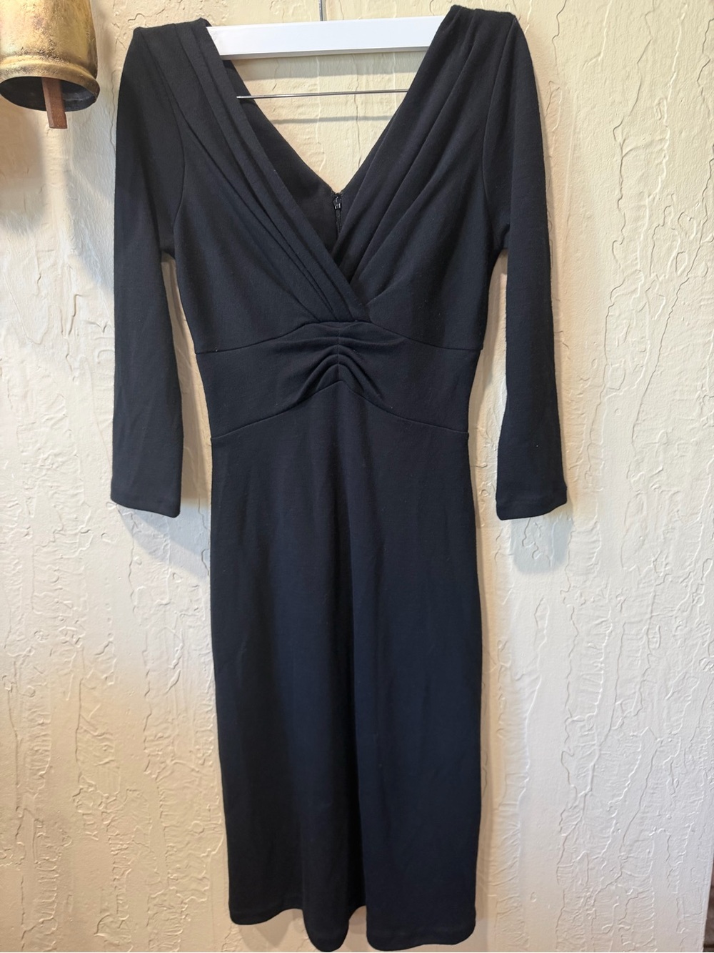 Banana Republic Black V‑Neck Long Sleeve Midi Dress